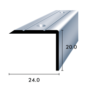 Profil de transition en aluminium 20.0x24.0mm argent éloxé, percé