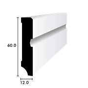 Massivsockel mit Zierfräsung 60/12/12mm Poplar lackiert weiss RAL 9003 V-33