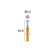 Vis de plinthe SCREASY avec cheville croix 3.5×35mm, nickelé incl. mèche et foret (500 pcs./carton)