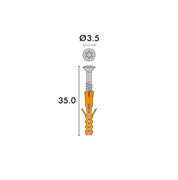 Vis de plinthe SCREASY Torx 15, avec cheville 3.5×35mm, nickelé incl. mèche et foret (500 pcs./carton)