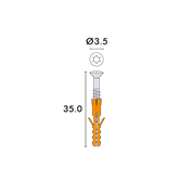 SCREASY Torx 15 avec cheville, 3.5×35mm, blanc incl. mèche et foret (500pcs./carton)