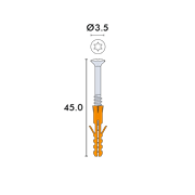 Vis de plinthe SCREASY Torx 15, avec cheville 3.5×45mm, blanc incl. mèche et foret (500 pcs./carton)