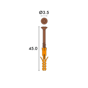 SCREASY – TX 15-Antrieb-Schraube mit Dübel, 3.5x45mm, brüniert inkl. Bit und Bohrer (500 Stk/Pack)