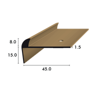 Profilo per gradini con raccordo su un lato 8.0 mm, forato bronzo anodizzato